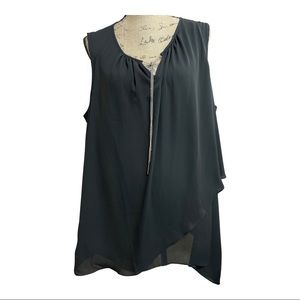 Plus size sheer trapeze sleeveless blouse